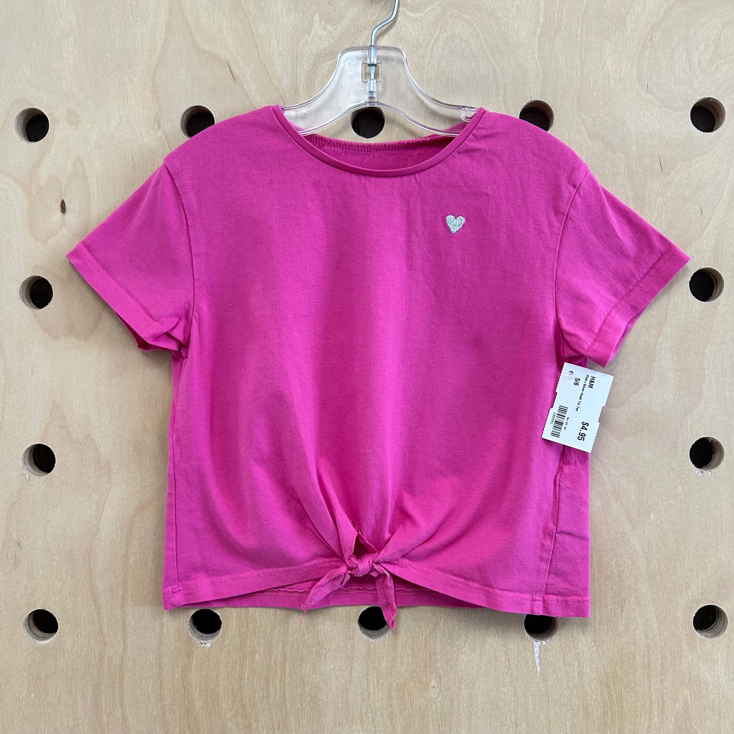 Pink+Silver Heart Tie Tee