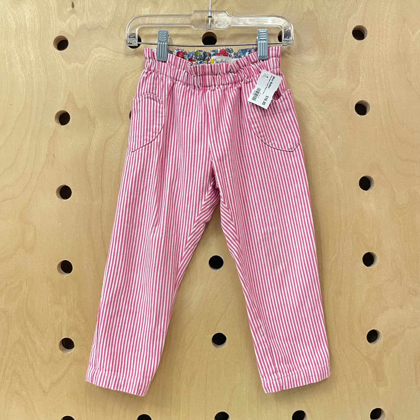 Pink Heart Pocket Striped Denim