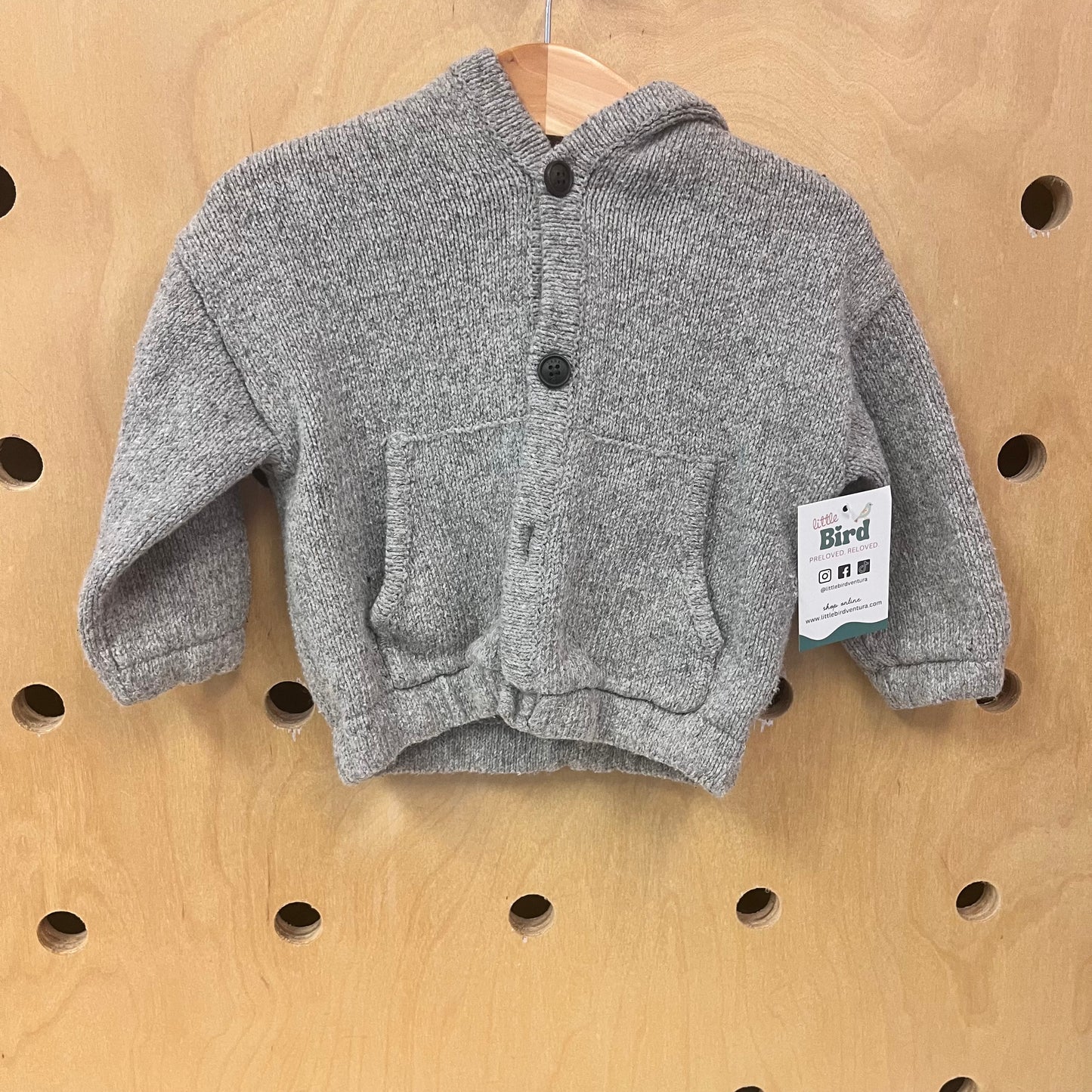 Grey Knit Hoodie Sweater