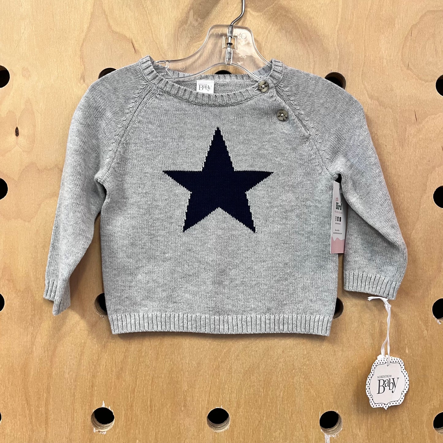 Grey & Blue Star Knit Sweater NEW!