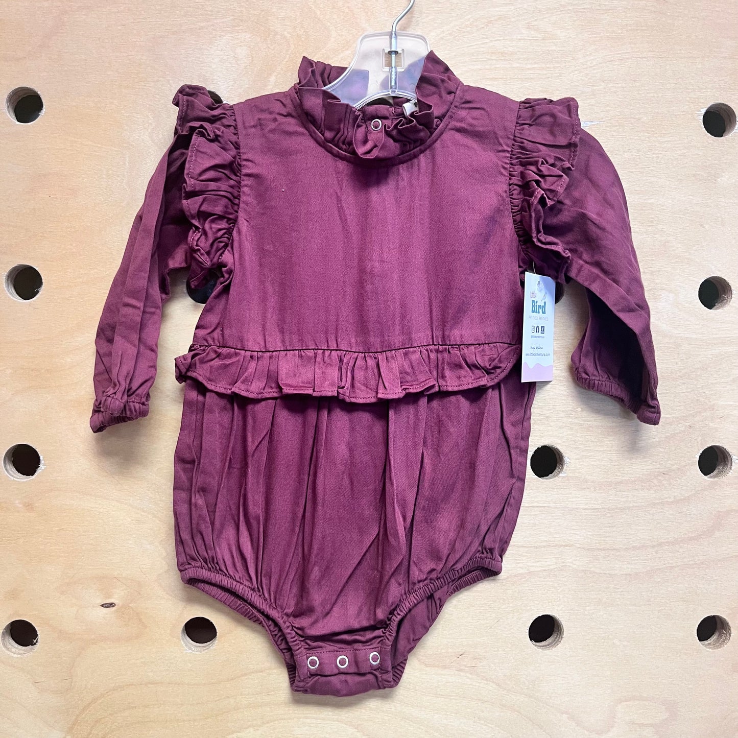 Organic Burgundy Ruffle Romper