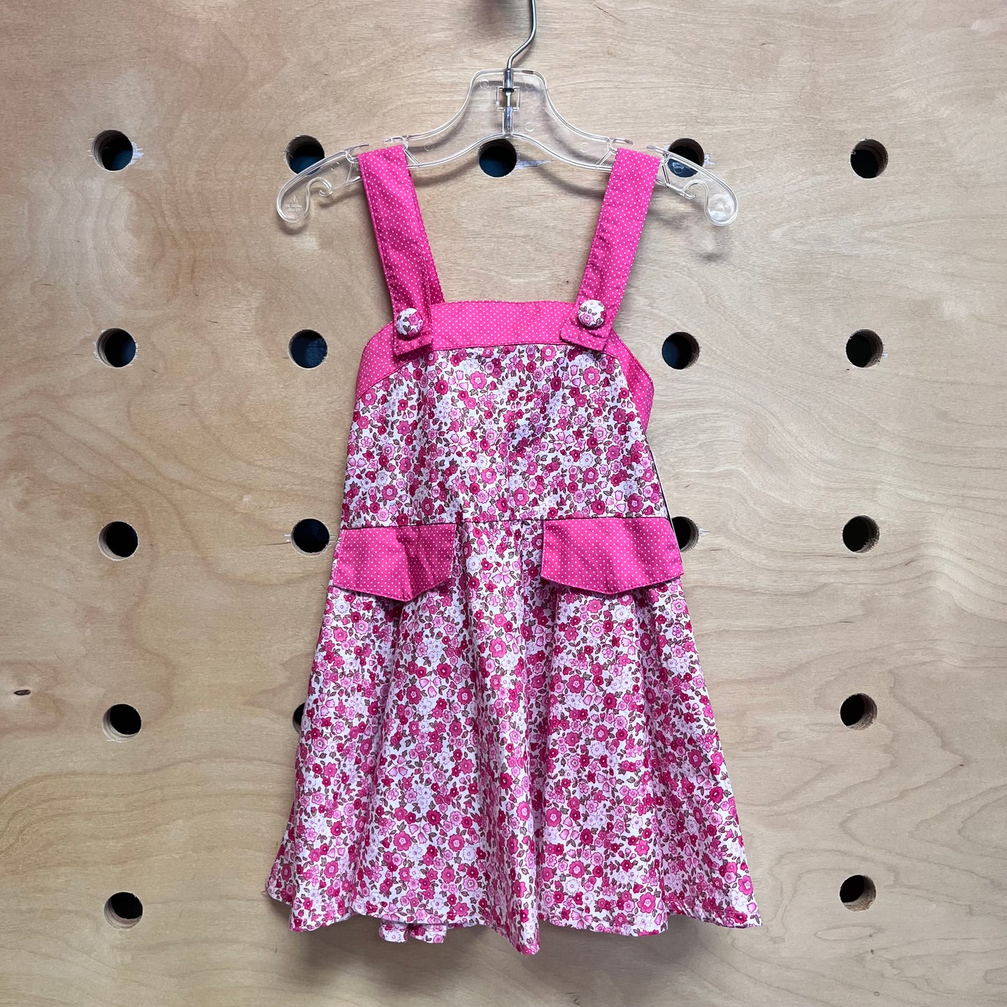 Pink Floral/Polka Dot Cotton Dress