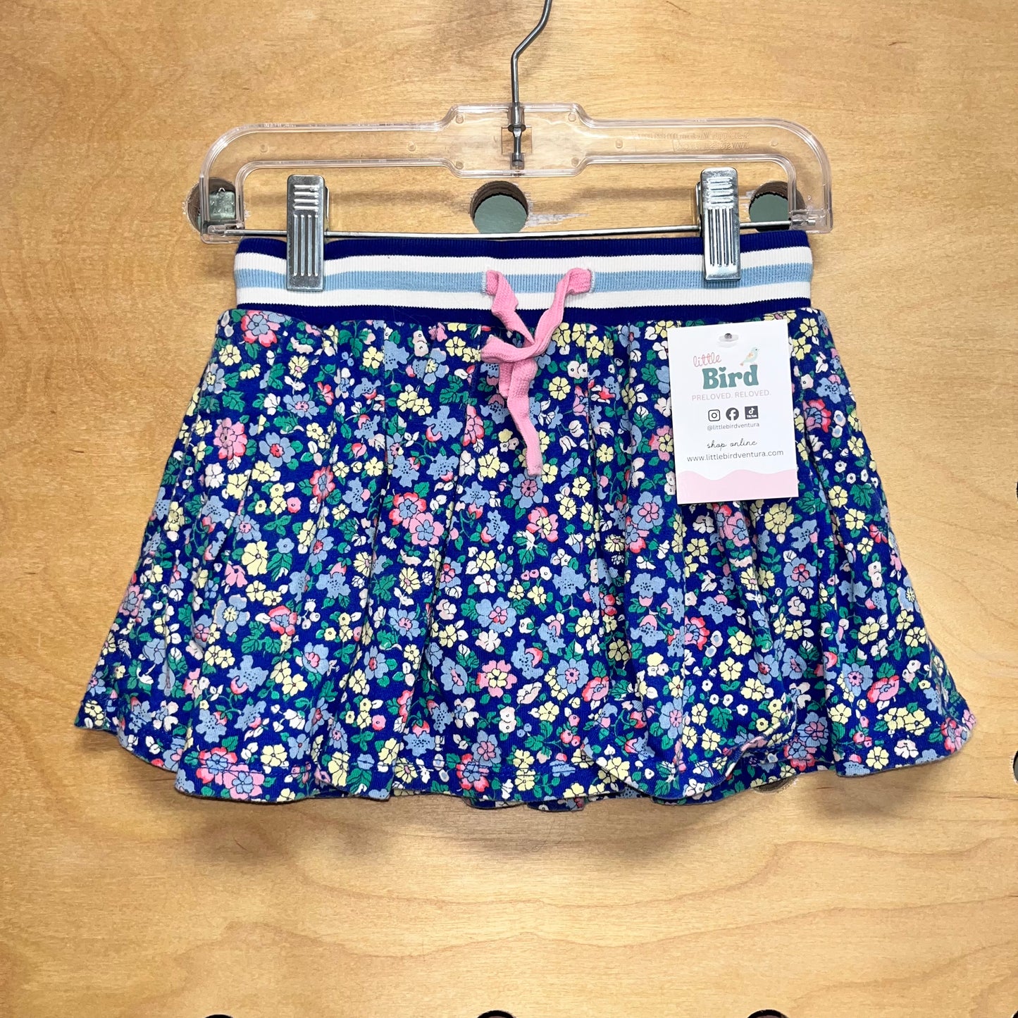 Navy Floral Drawstring Skirt