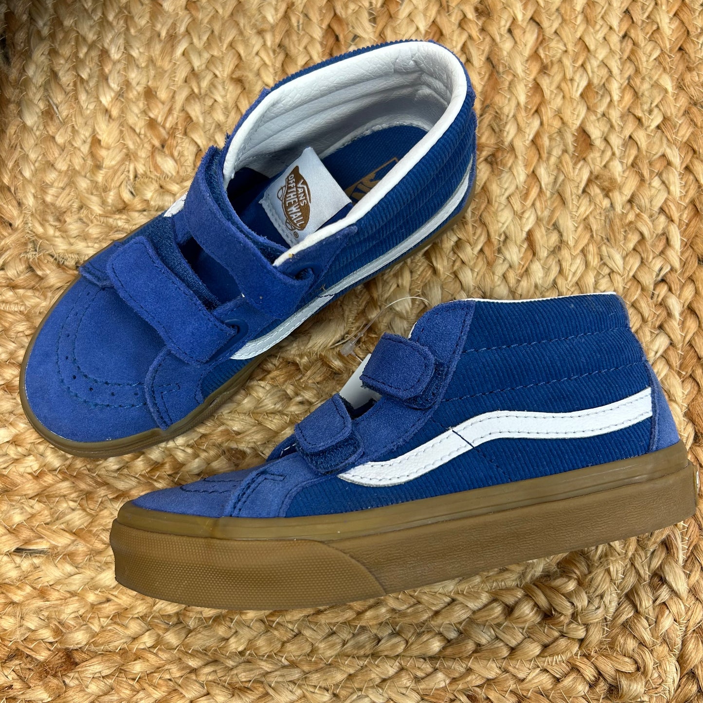 Blue & Brown Velcro High-Top Sneakers