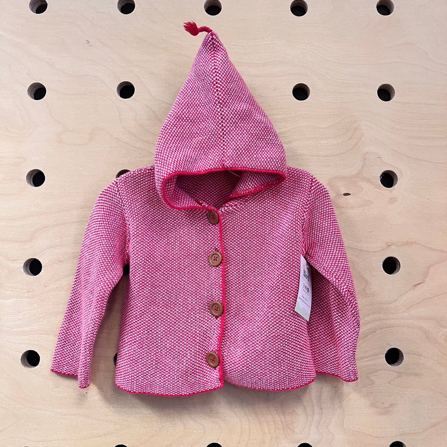 Red & White Hoodie Cardigan