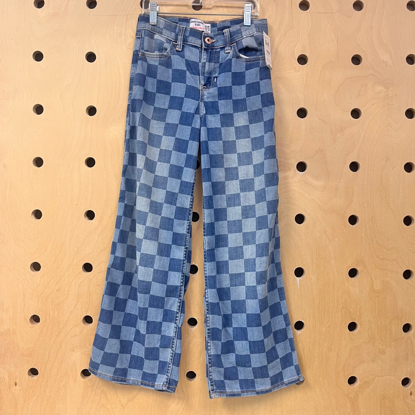 Checkered Wide Leg Denim