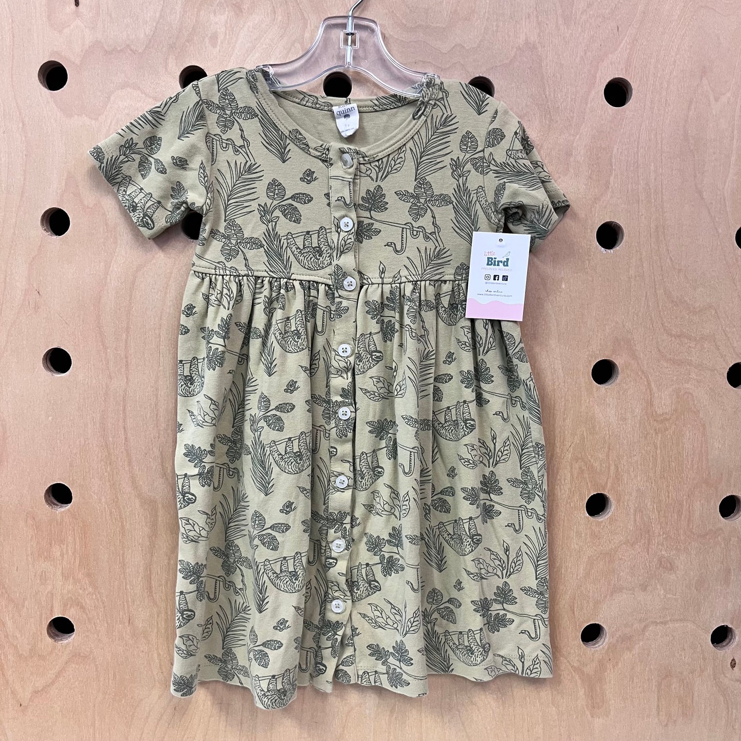 Organic Green Jungle Button Dress