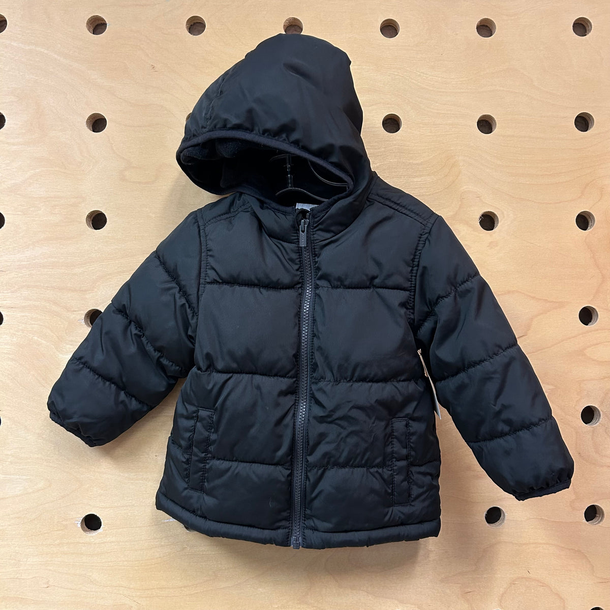 Black Fleece-Lined Puffer Jacker