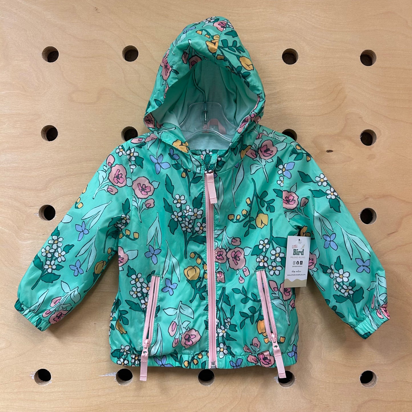 Teal Floral Zip Hoodie