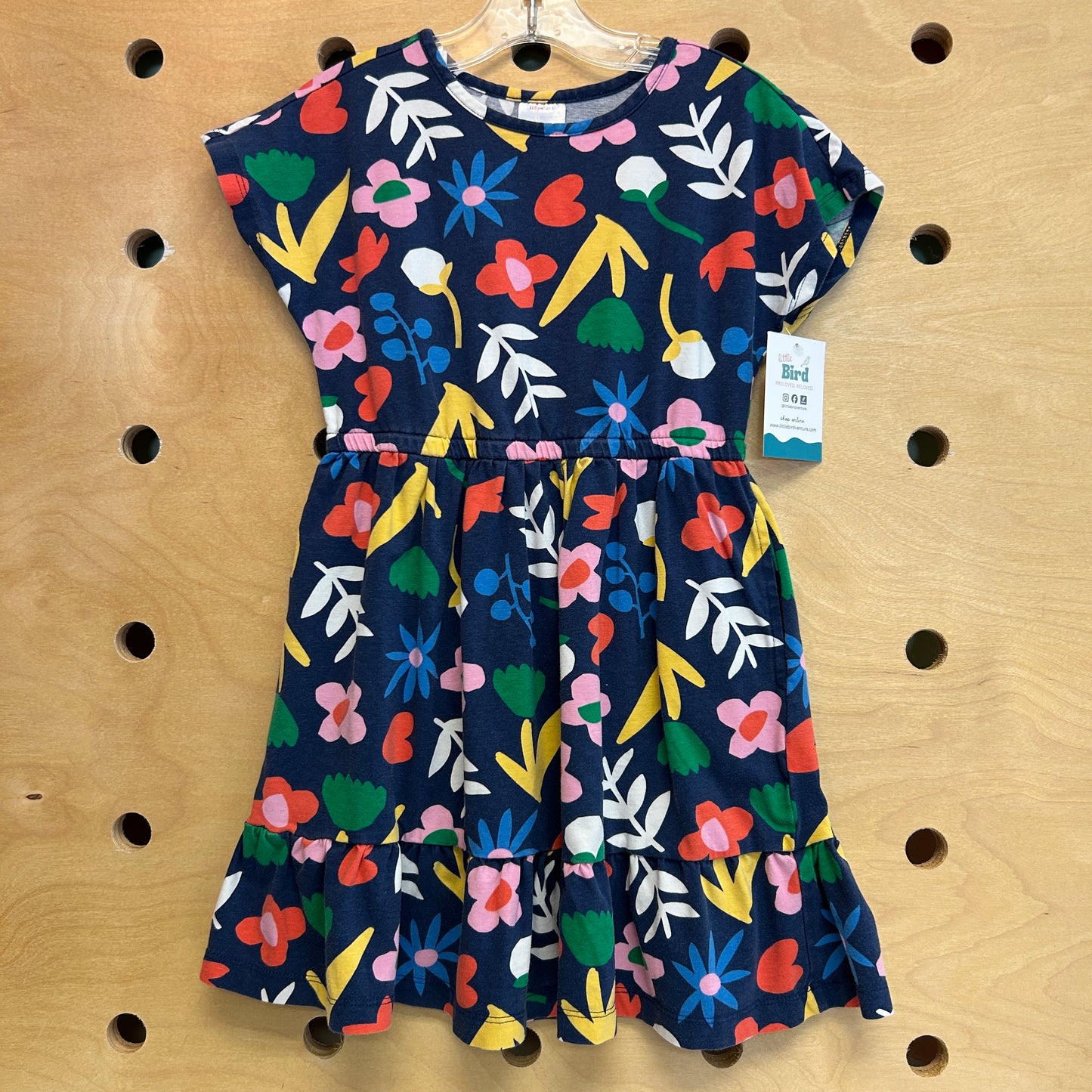 Navy/Colorful Floral Cotton Dress