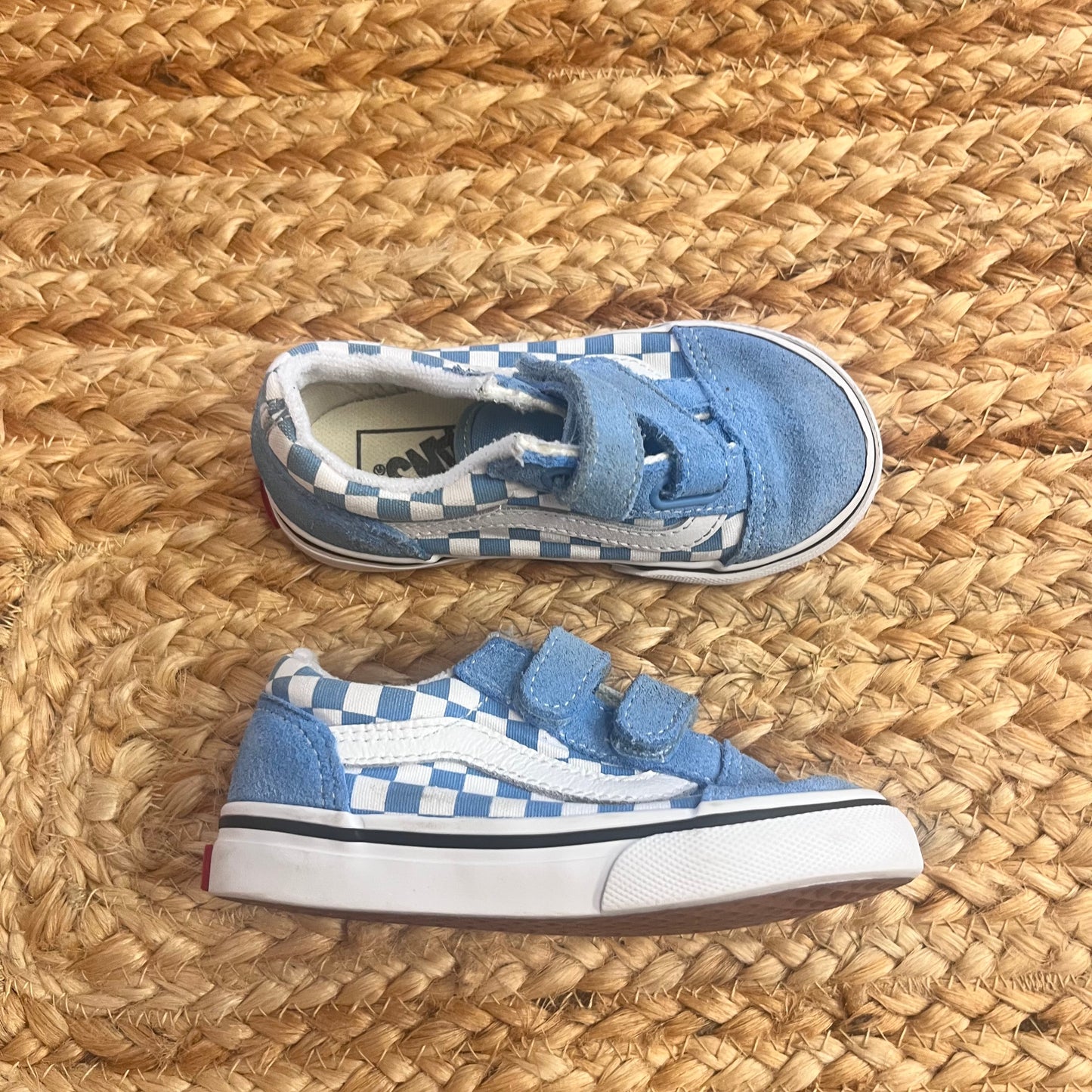Blue Checkerboard V Skate Sneakers