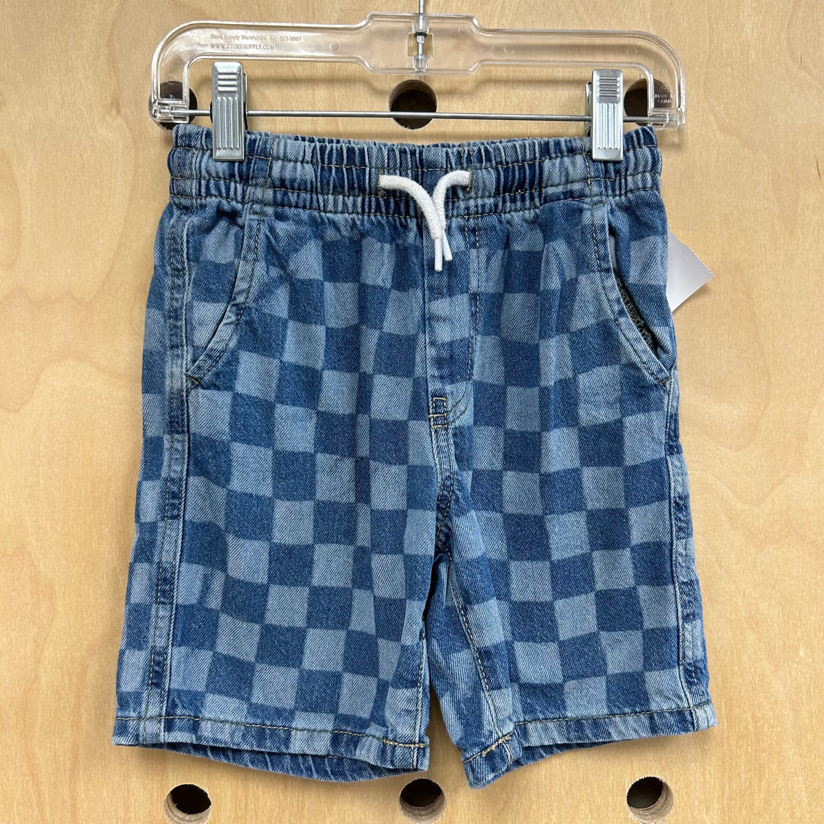 Checkered Drawstring Denim