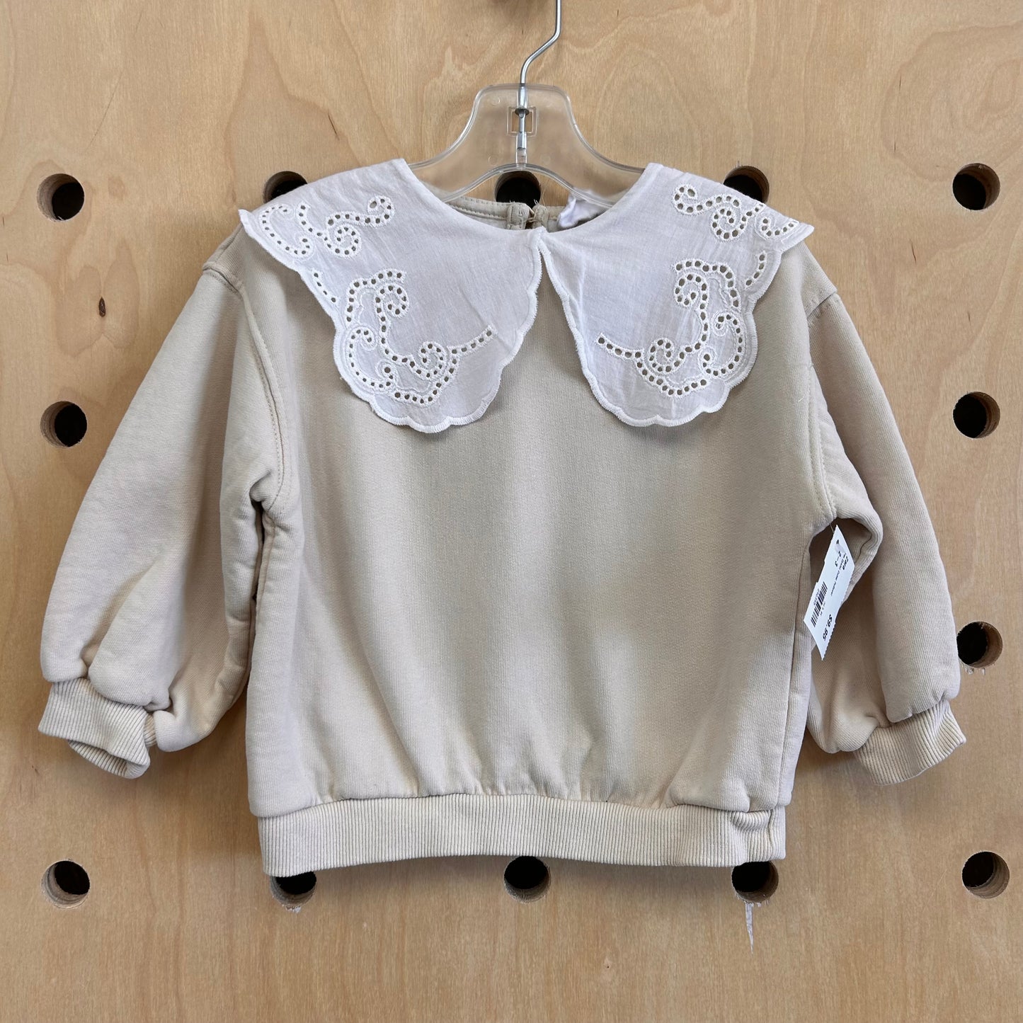 Tan Eyelet Collar Pullover