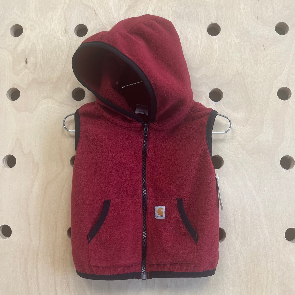 Red & Black Fleece Hooded Vest