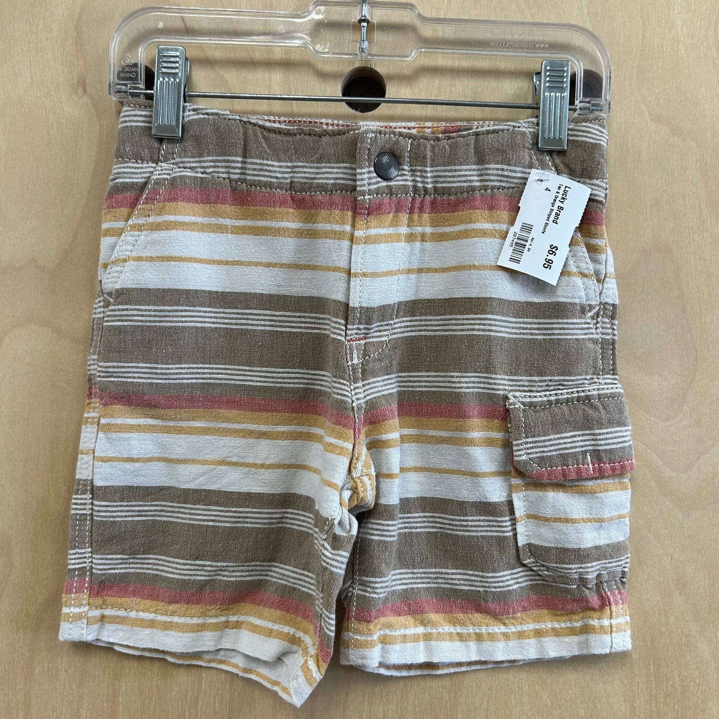 Tan & Orange Striped Shorts