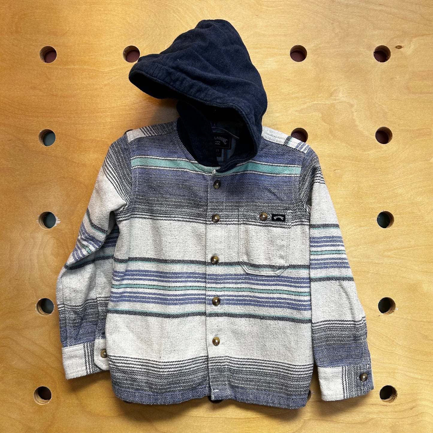 Navy Striped Hoodie Flannel