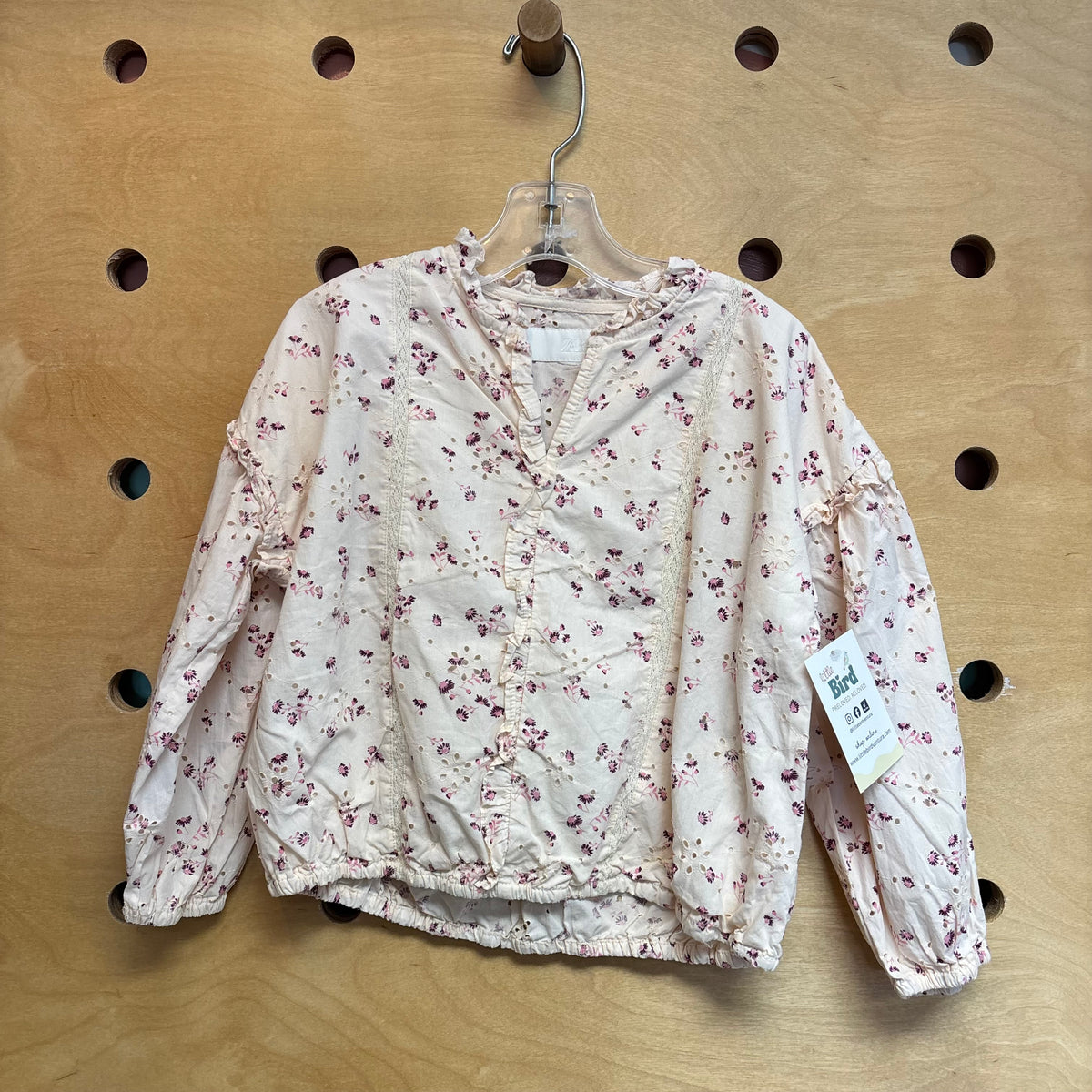 Cream/Pink Eyelet Top