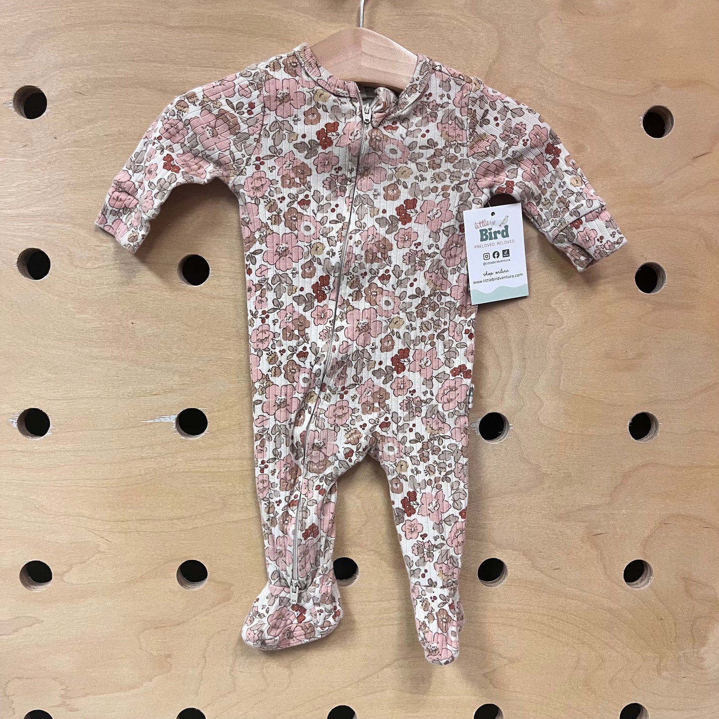 Organic Floral Ribbed Footies