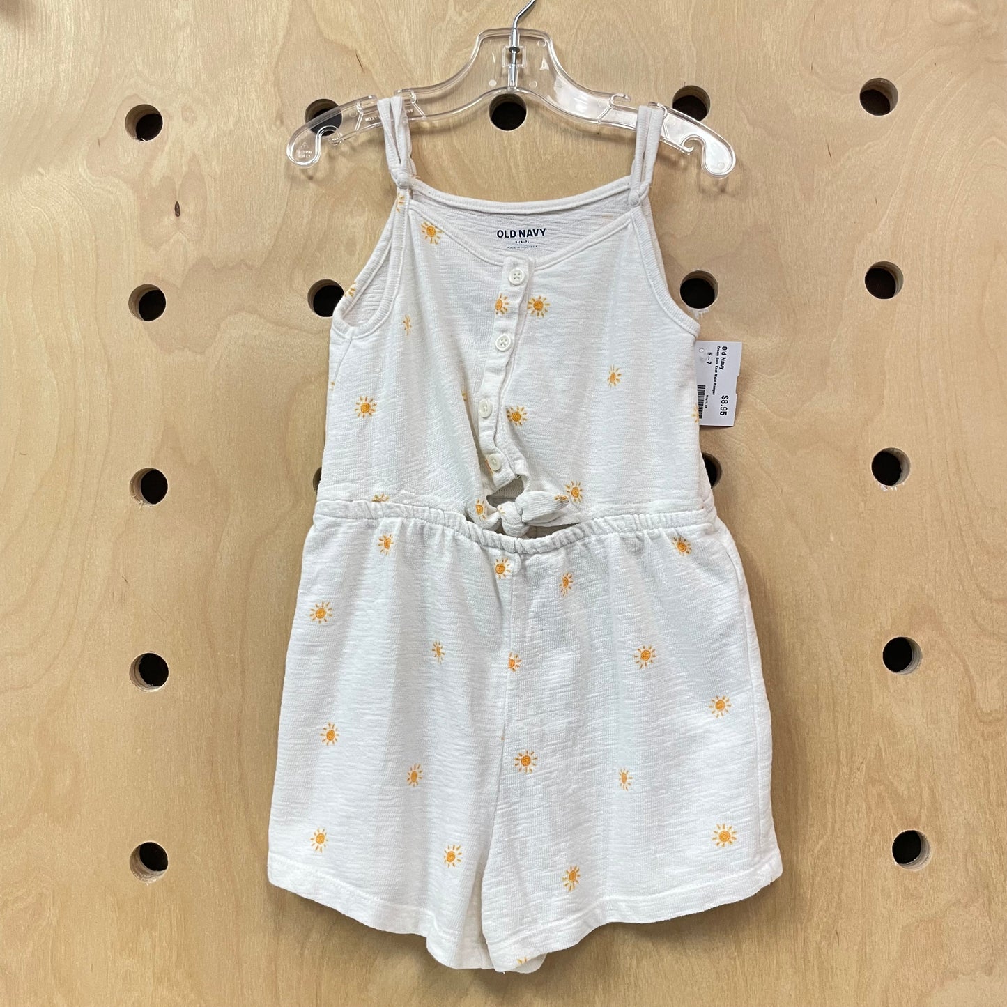 Cream Suns Knot Waist Romper