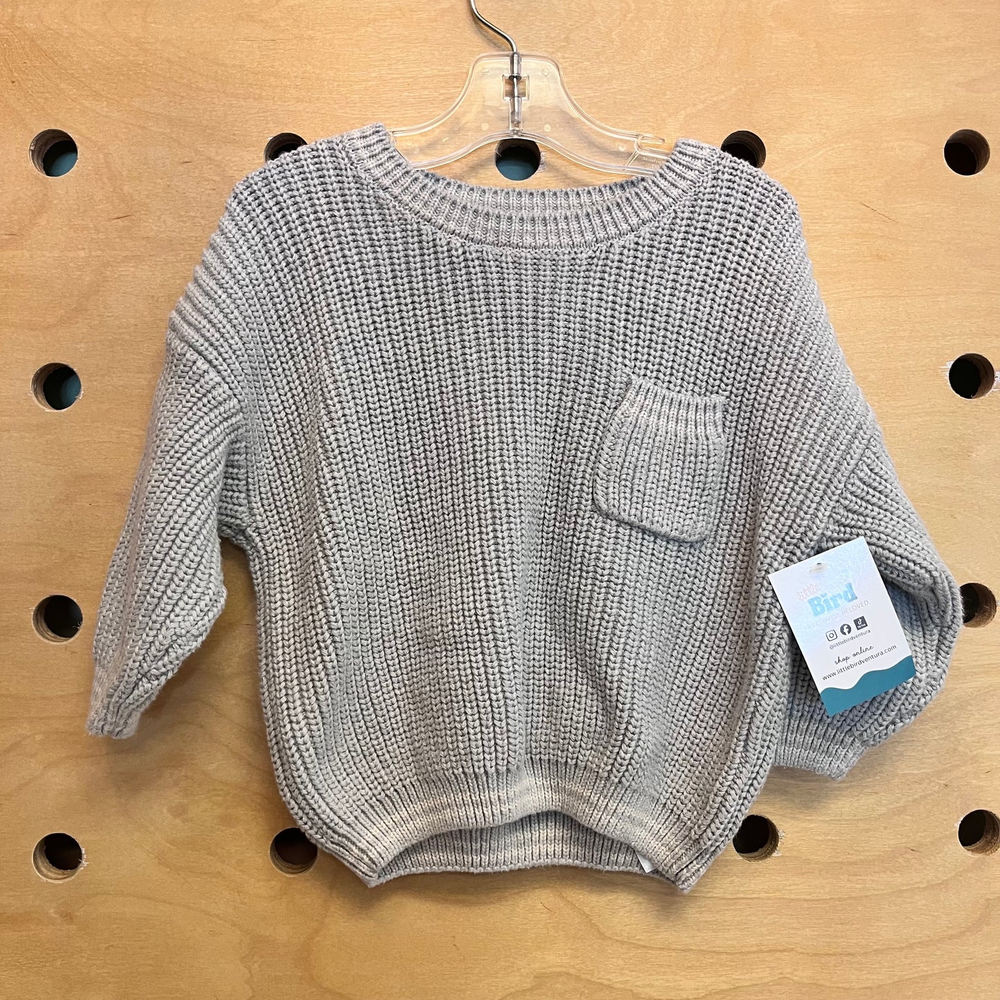 Grey Knit Pocket Sweater