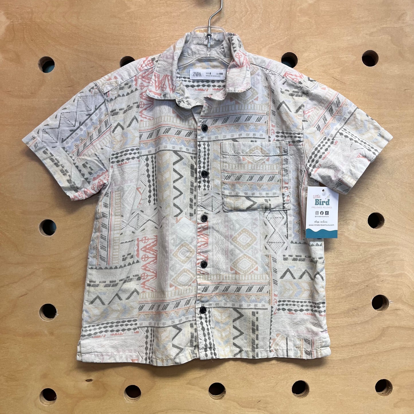 Pastels Aztec Button Up Tee