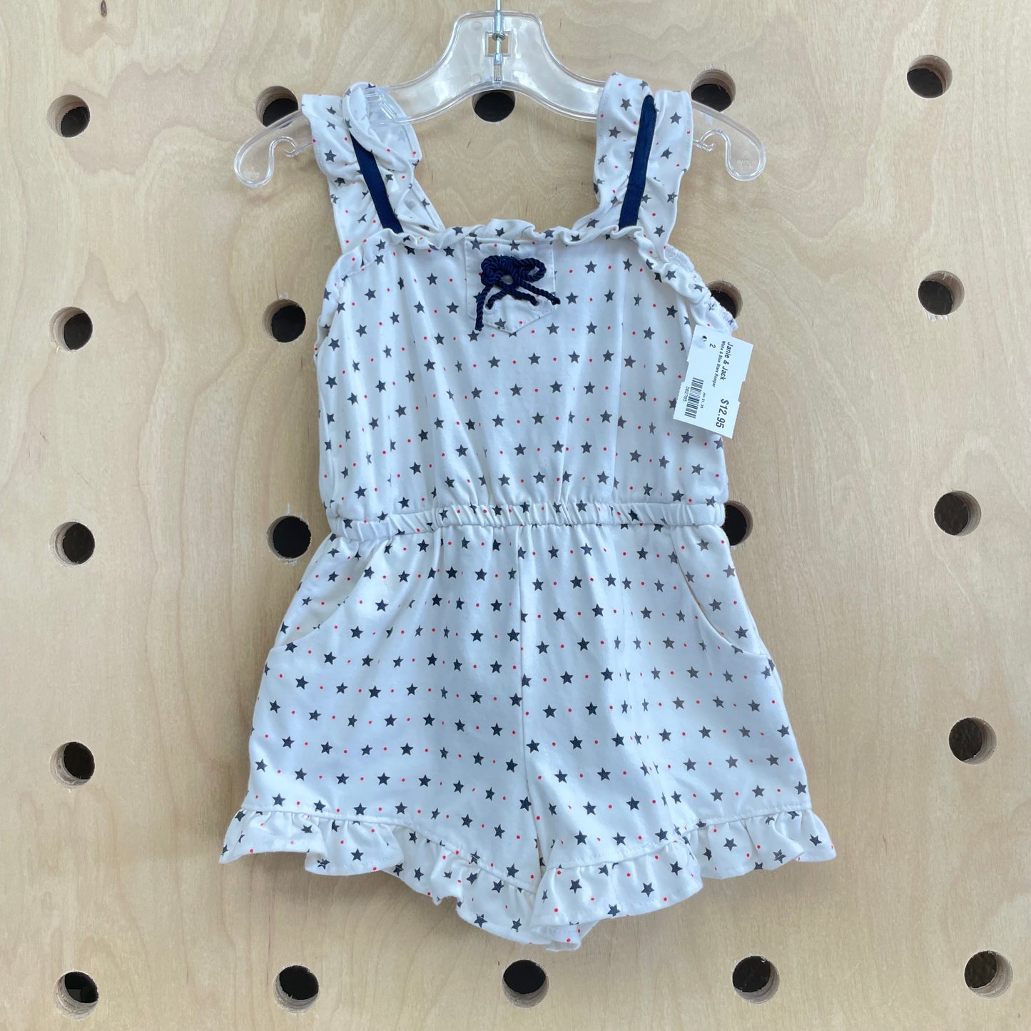 White & Blue Stars Romper