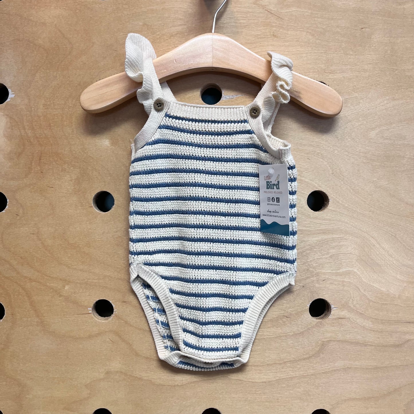 Beige/Blue Knit Romper