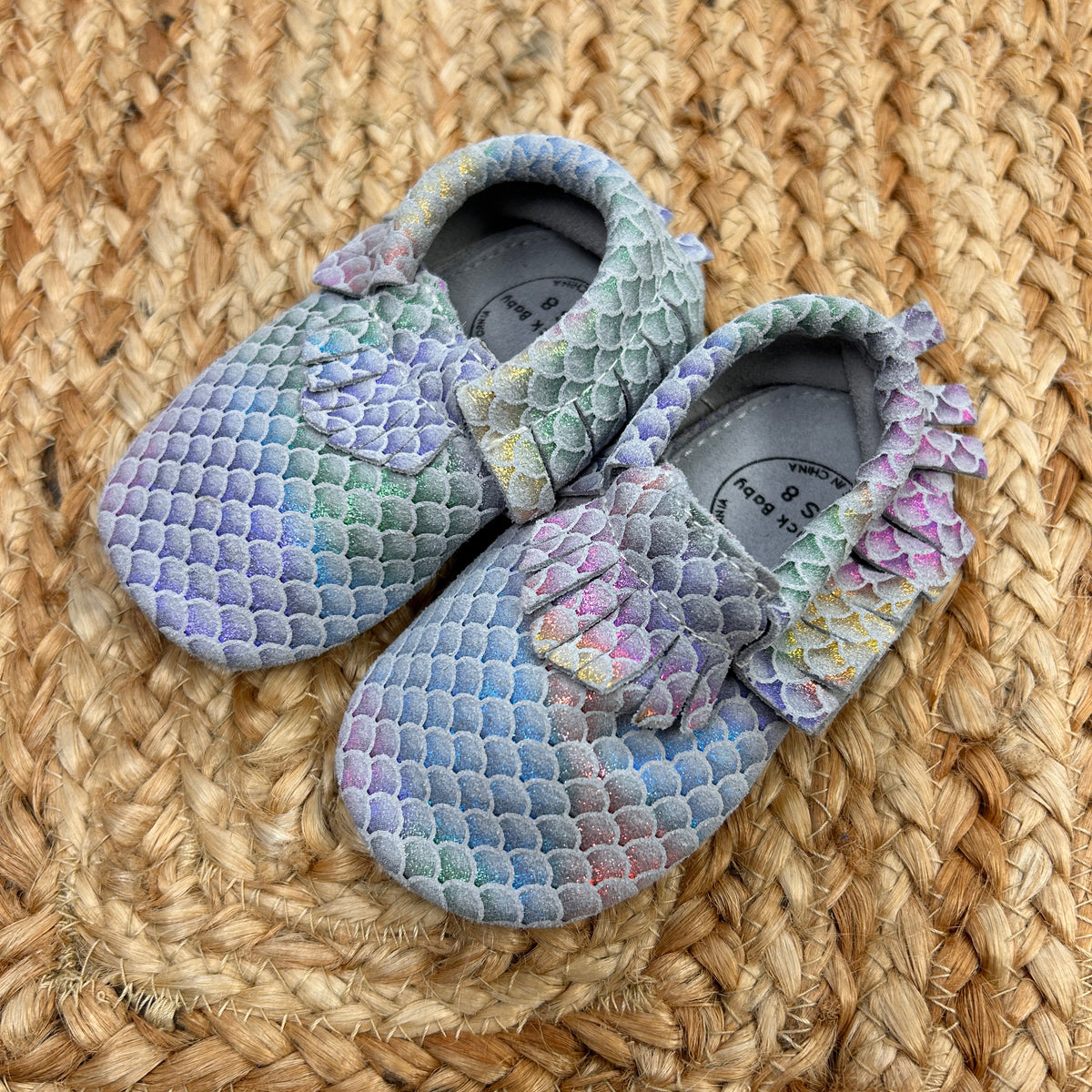 Mermaid Scales Leather Moccasins