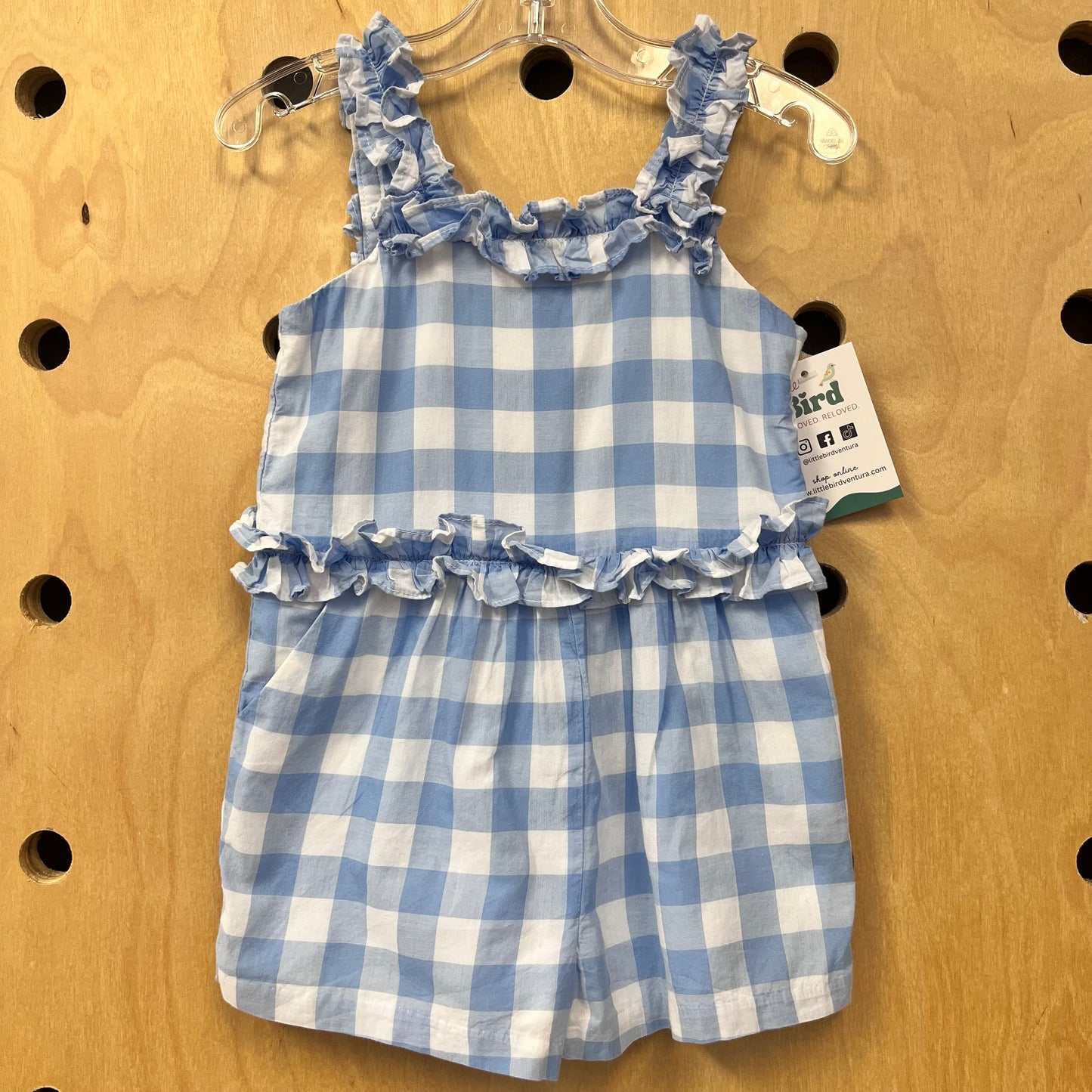 Blue & White Checkered Romper