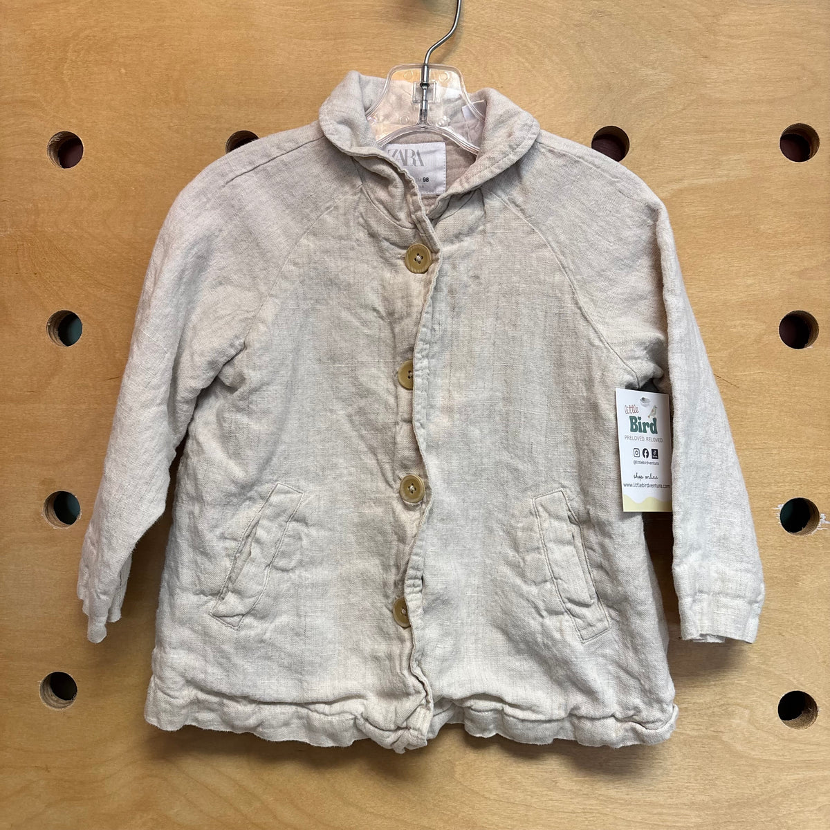 Beige Gauze Lined Linen Shacket