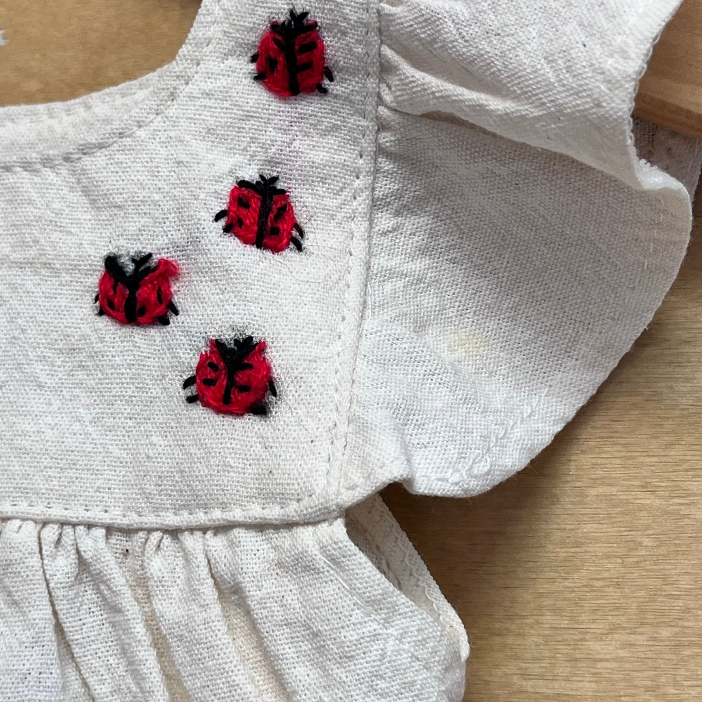 Cream Ladybug Dress
