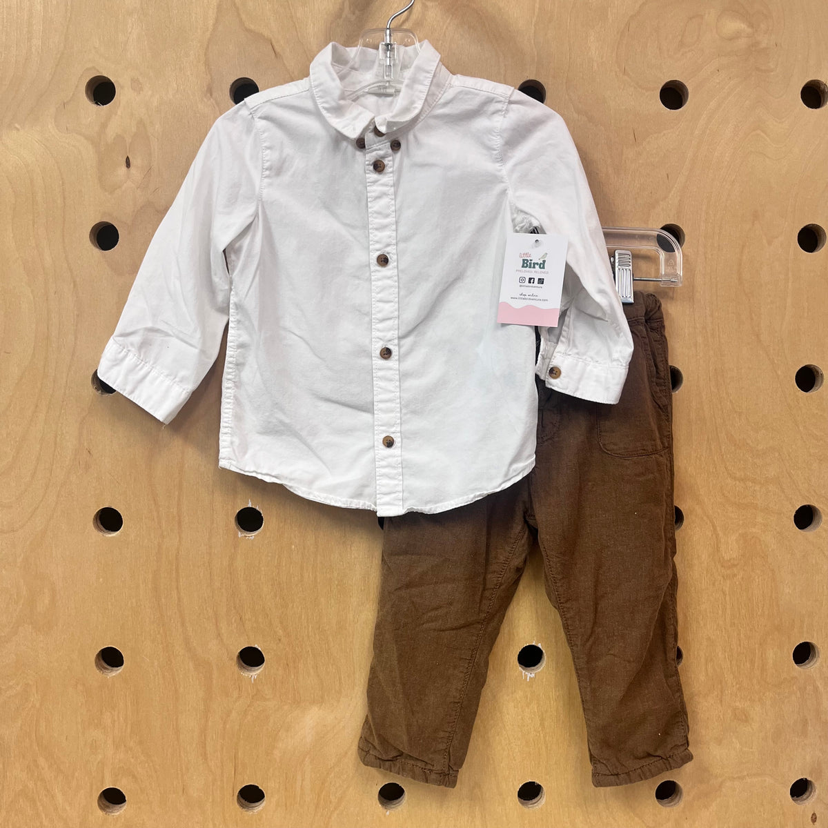 White Shirt & Brown Pants Outfit