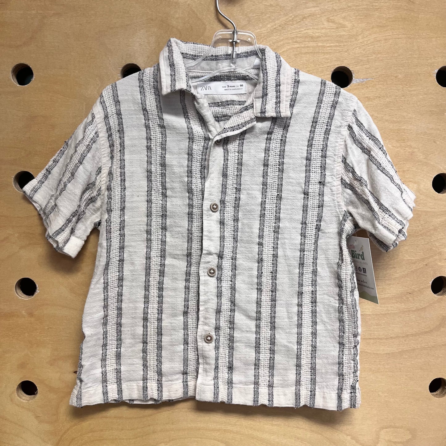Black/Cream Striped Button Up