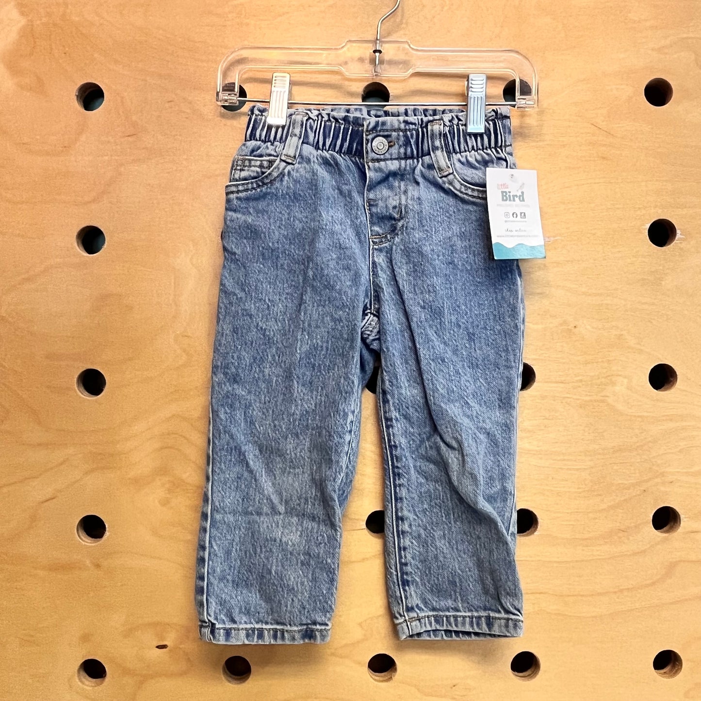 Paper Bag Waist Light Wash Denim