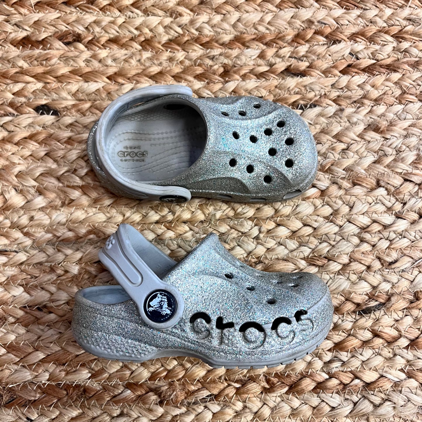 Silver Glittery Perforated Clogs