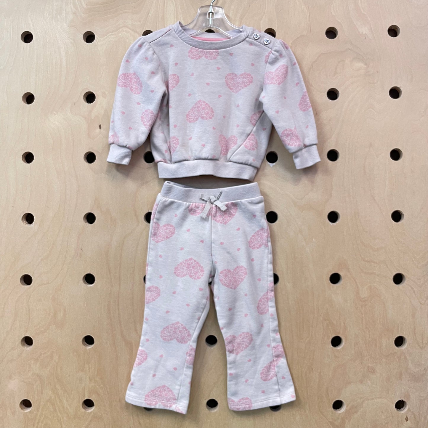 Beige & Pink Hearts Fleece Outfit