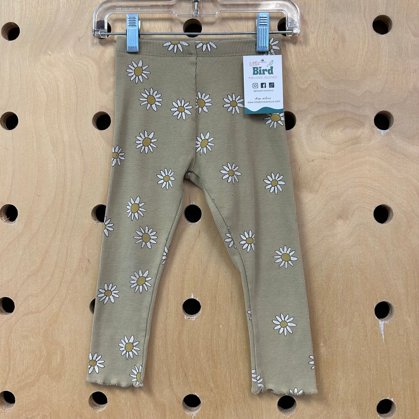 Olive Floral Ribbed Leggings