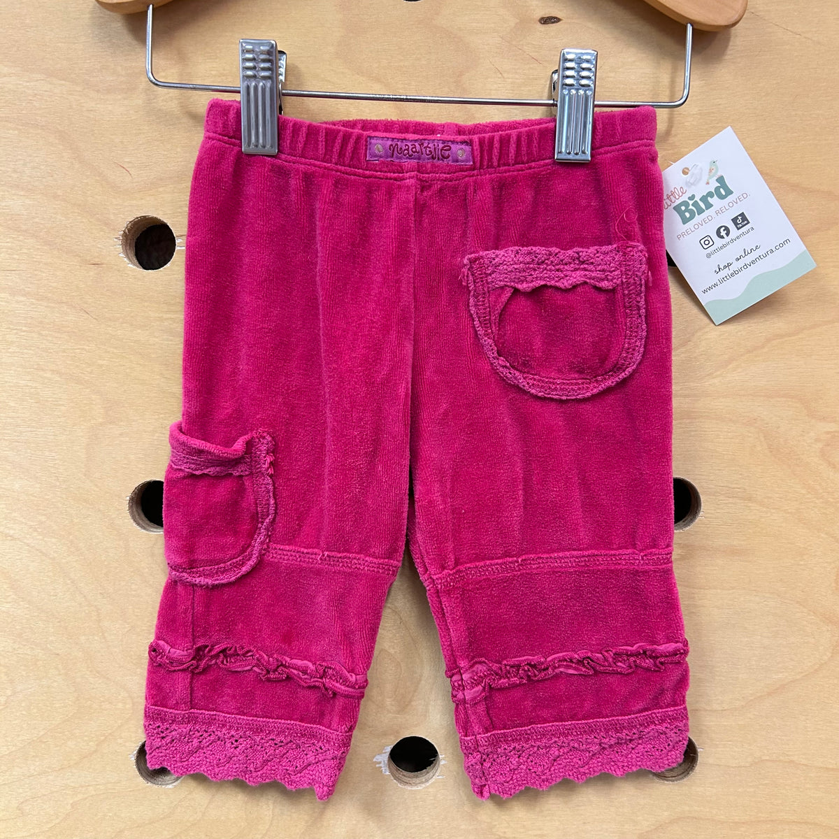 Pink Velour/Lace Trim Soft Pants