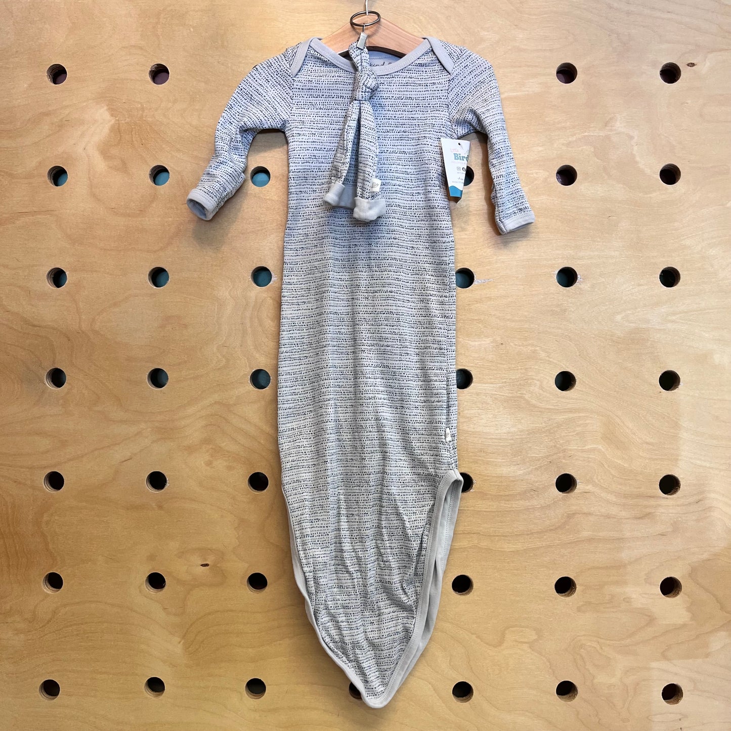 Organic Grey Printed Gown & Hat