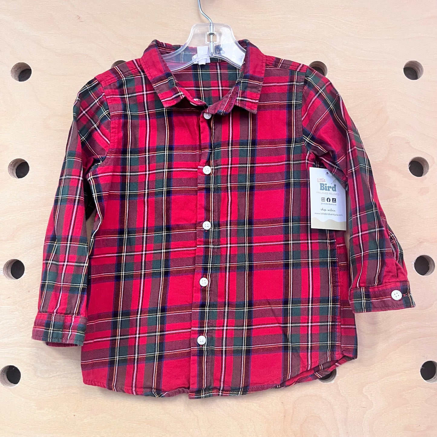 Red & Green Plaid Button Up