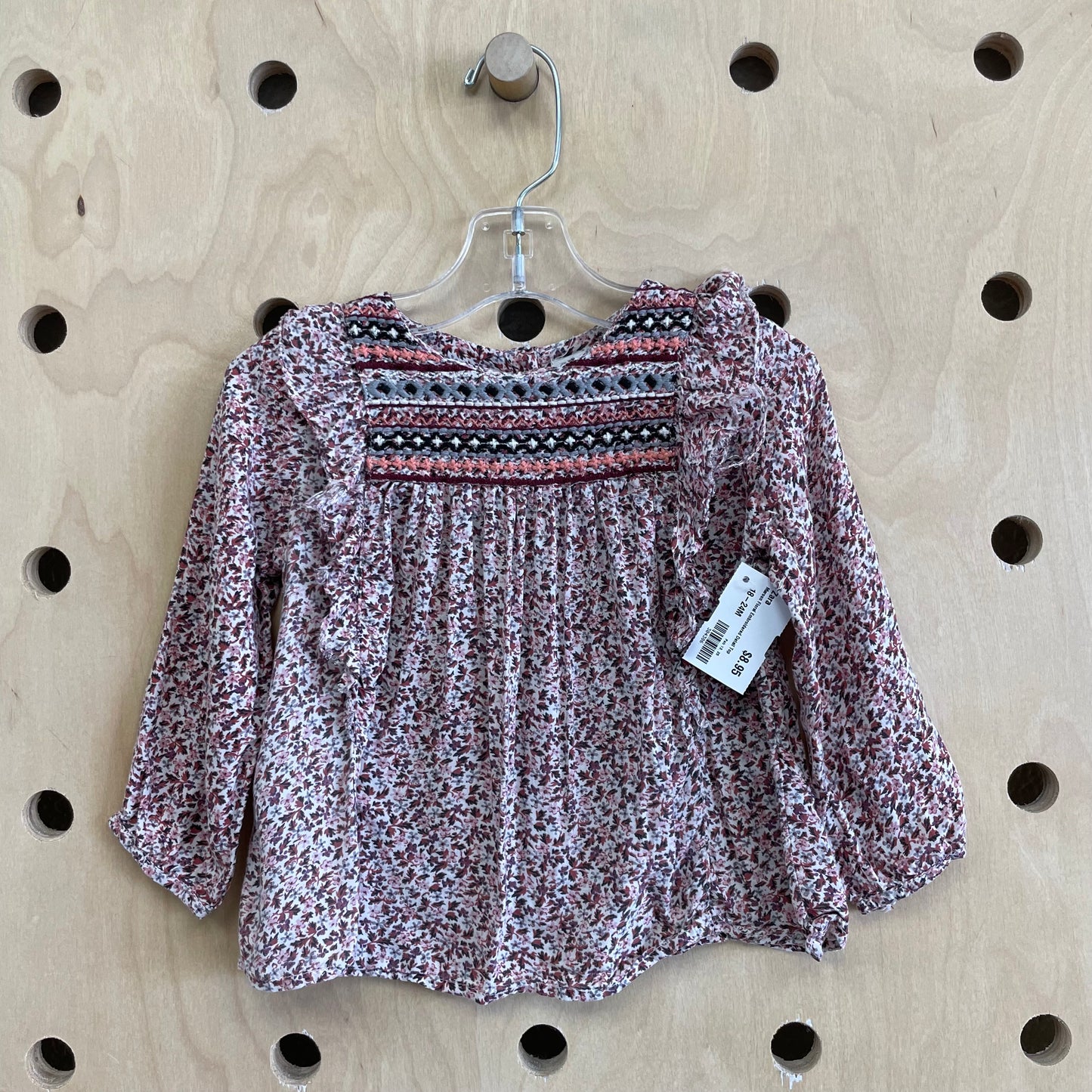 Maroon Floral Embroidered Detail Top