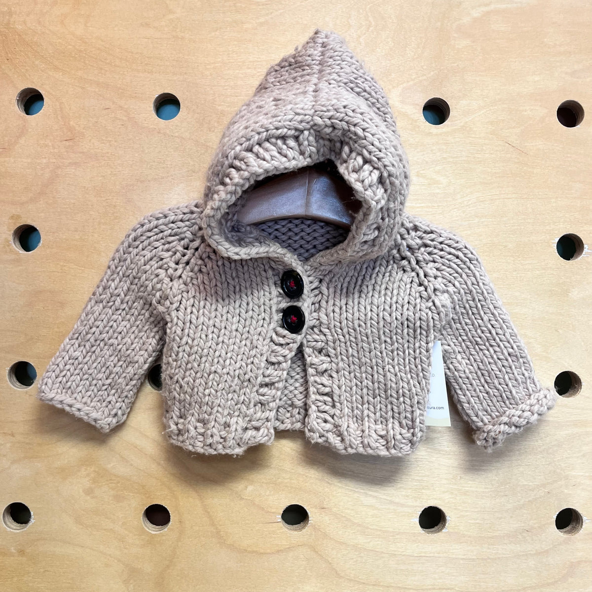 Brown Open Knit Hooded Cardigan
