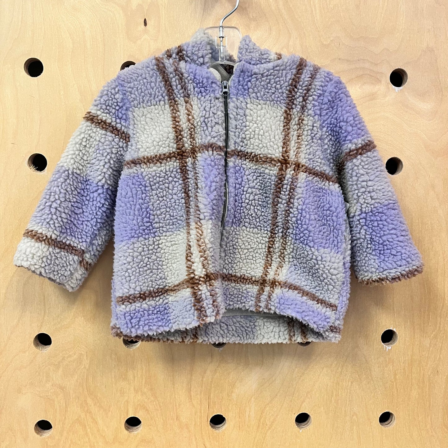 Purple Plaid Sherpa Zip Hoodie