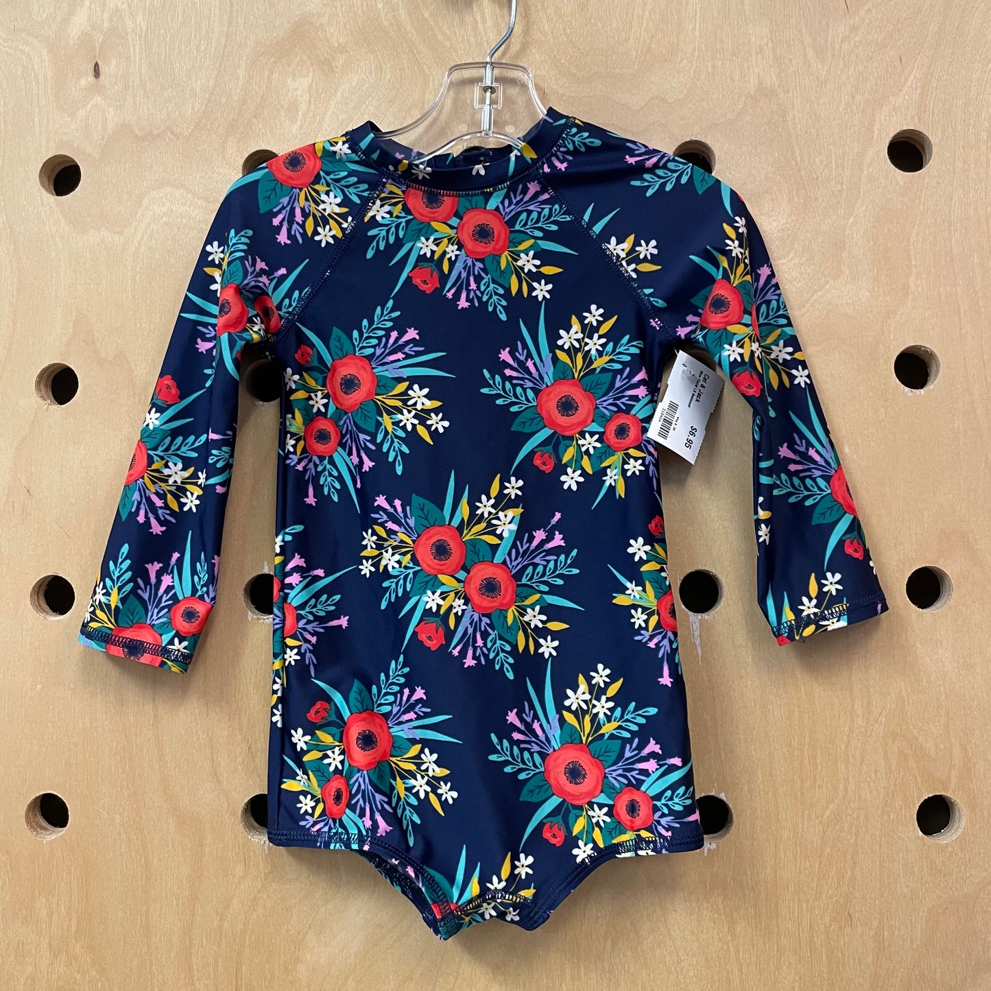 Blue Floral LS Swimsuit