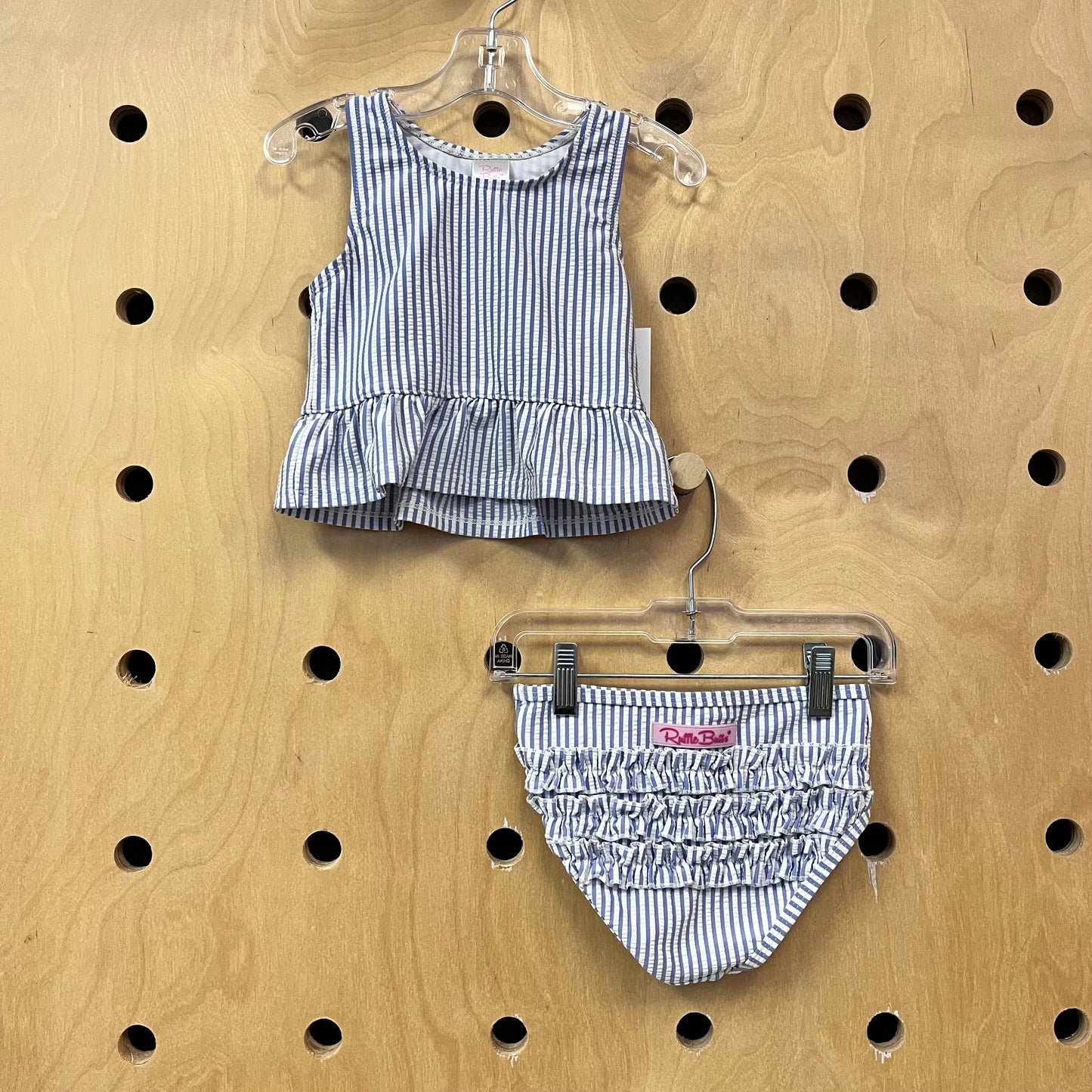 Blue Striped Seersucker Swimsuit