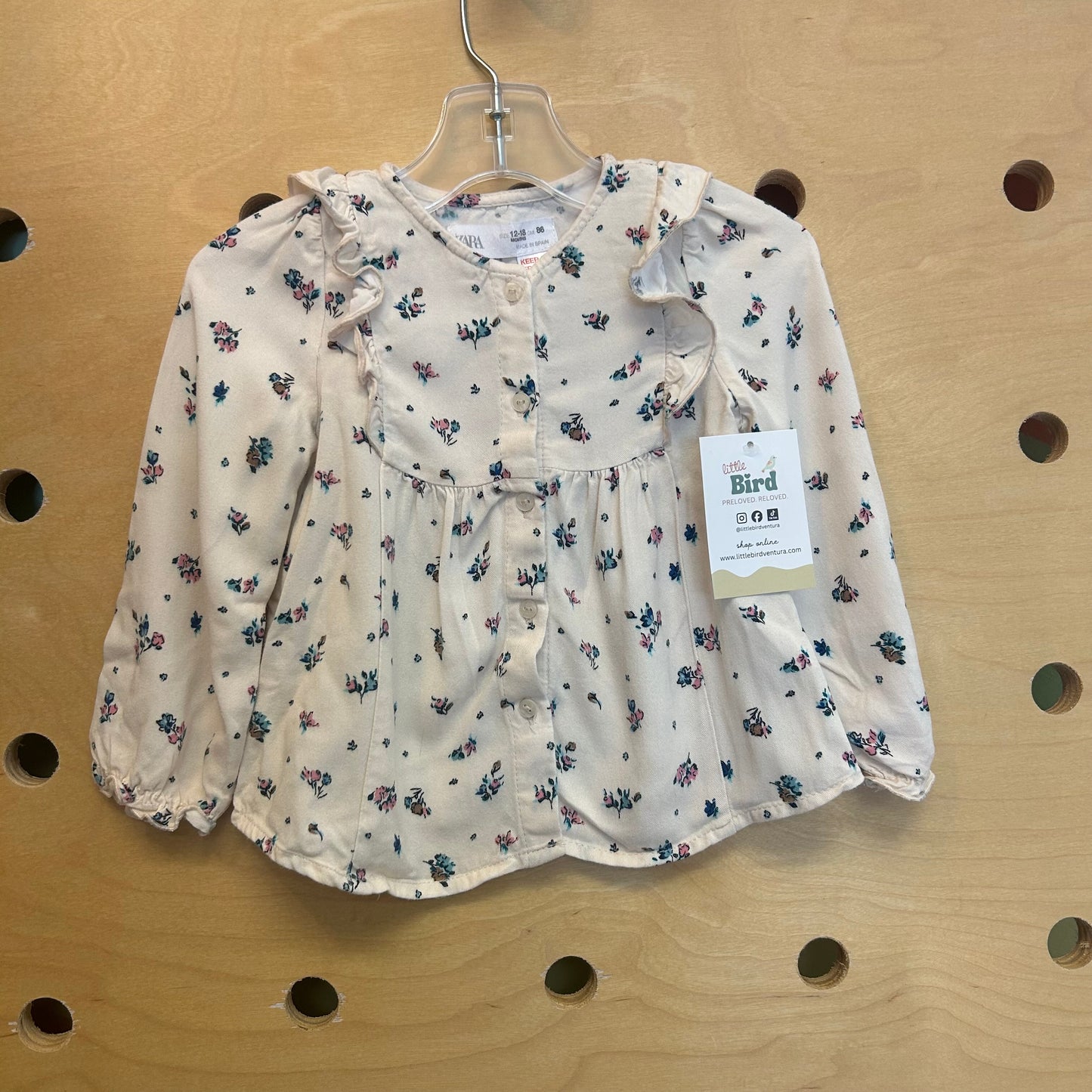 Cream Floral Buttom Up Top