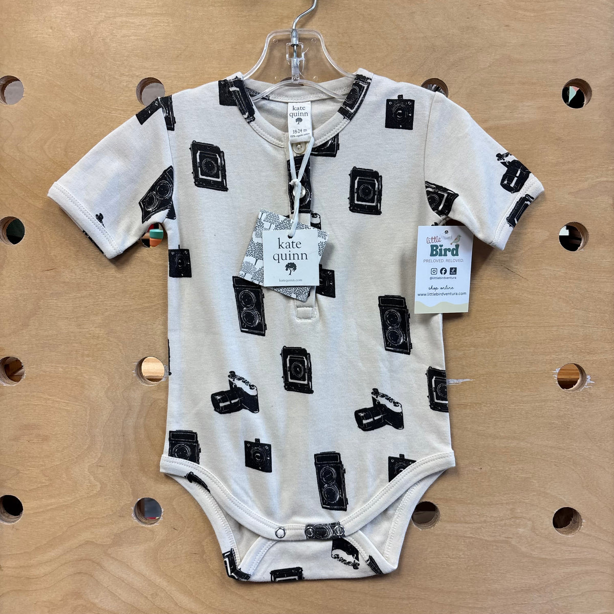 Organic Cream/Black Cameras Bodysuit NEW!