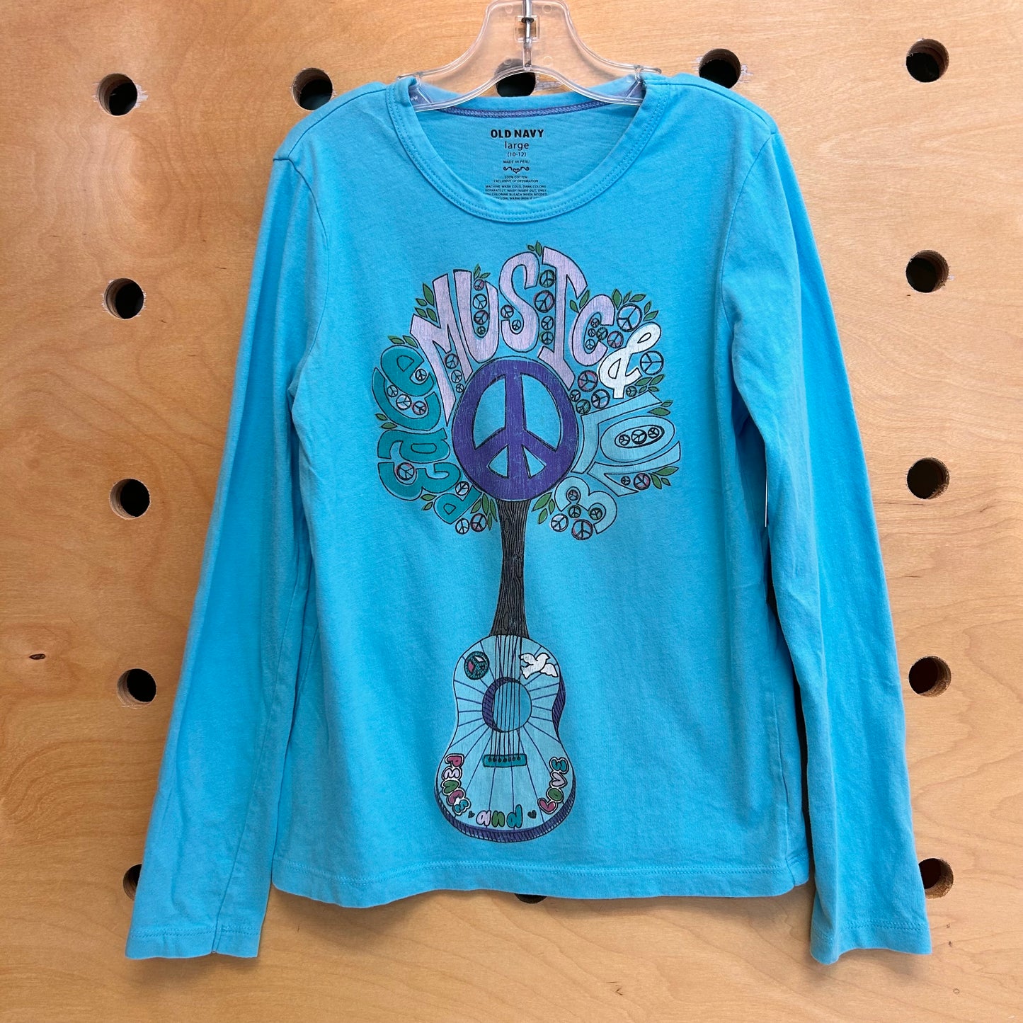Blue 'Music & Peace' Cotton LS