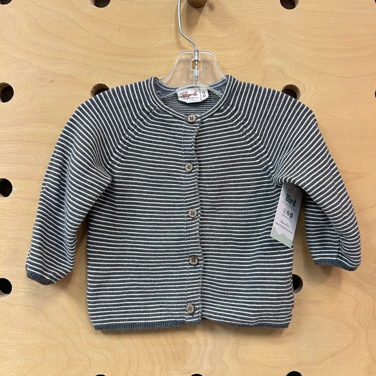 Organic Grey Striped Cardigan