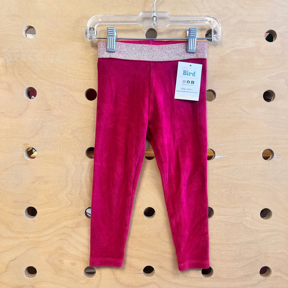 Pink Velour Sparkle Waist Leggings